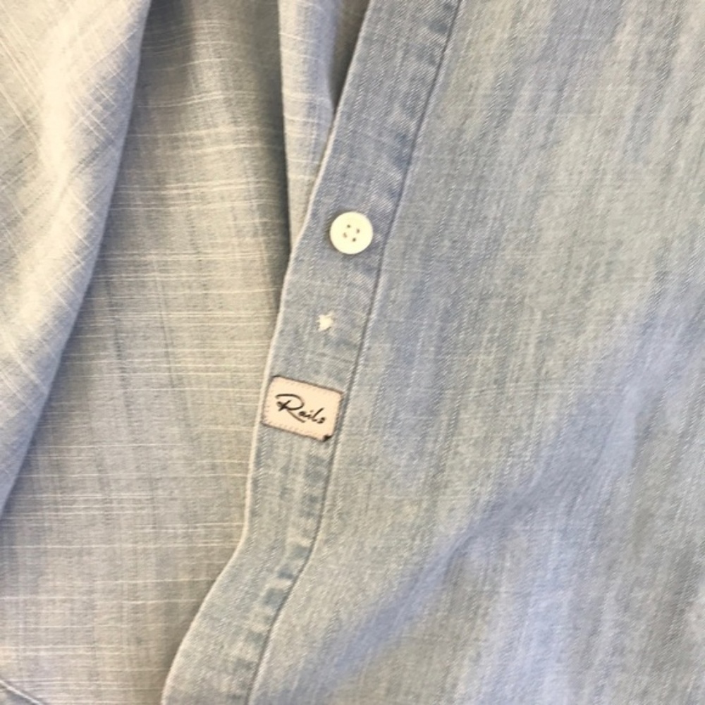 Rails Floral Embroidered Chambray Button Down Top - image 4